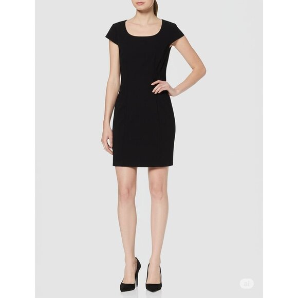 Tahari Arthur S. Levine black cap-sleeve sheath dress, size 6. - Picture 1 of 16